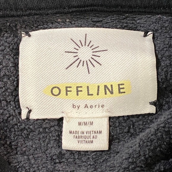 Offline by Aerie Mens Black Modal Blend Hooded Sweatshirt Thumbholes Size Medium - Picture 3 of 10
